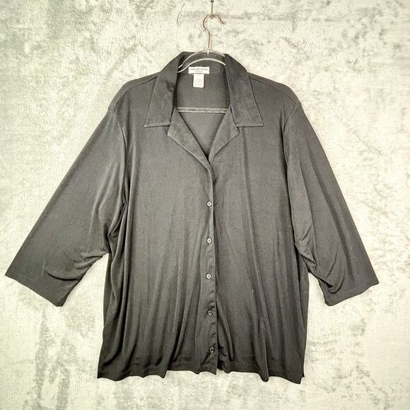 Notations Black Sheer Blouse Women’s 2X Plus Size Dressy - Picture 5 of 7